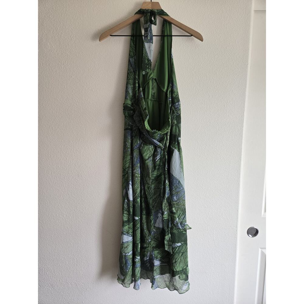 Jonathan Martin 16W Green Floral Halter Midi Dress Forest Garden Fairy Y2k Boho - Picture 3 of 12